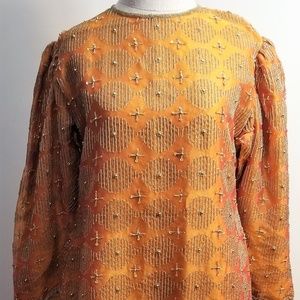 NEW Silk Organza Sequence & Beaded dress w/ Side Slits